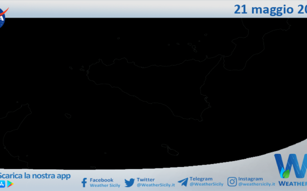 Meteo Sicilia: immagine satellitare Nasa di martedì 21 maggio 2024
