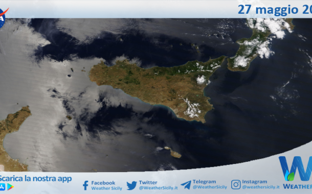 Meteo Sicilia: immagine satellitare Nasa di lunedì 27 maggio 2024