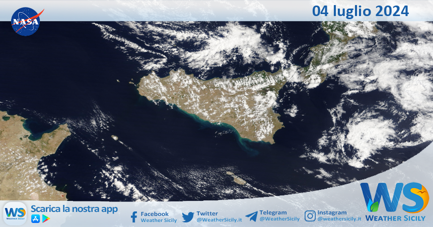 Meteo Sicilia: immagine satellitare Nasa di giovedì 04 luglio 2024