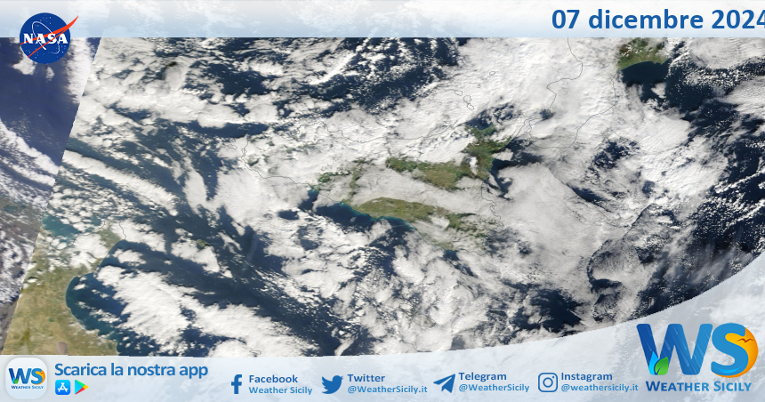 Meteo Sicilia: immagine satellitare Nasa di sabato 07 dicembre 2024