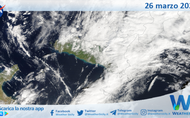 Meteo Sicilia: immagine satellitare Nasa di mercoledì 26 marzo 2025