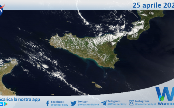 Meteo Sicilia: immagine satellitare Nasa di venerdì 25 aprile 2025