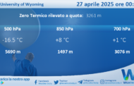 Meteo Sicilia: Radiosondaggio Trapani Birgi di domenica 27 aprile 2025 ore 00:00