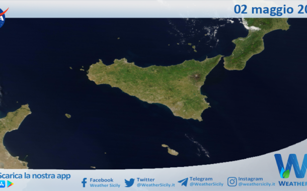 Meteo Sicilia: immagine satellitare Nasa di venerdì 02 maggio 2025