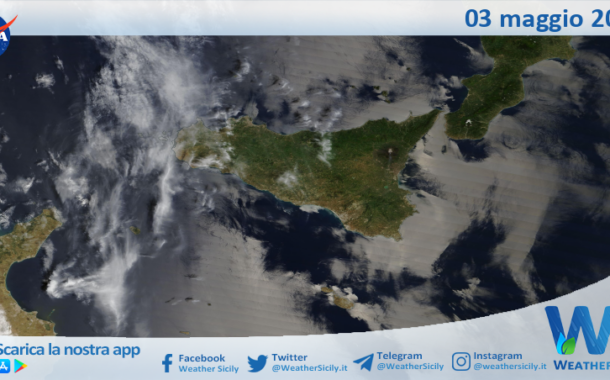 Meteo Sicilia: immagine satellitare Nasa di sabato 03 maggio 2025