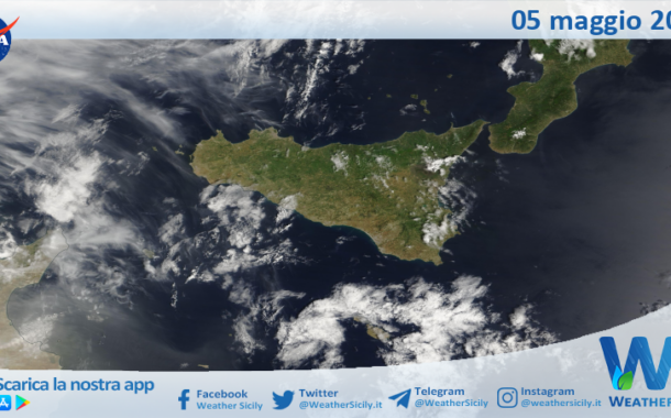 Meteo Sicilia: immagine satellitare Nasa di lunedì 05 maggio 2025