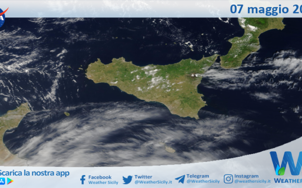Meteo Sicilia: immagine satellitare Nasa di mercoledì 07 maggio 2025