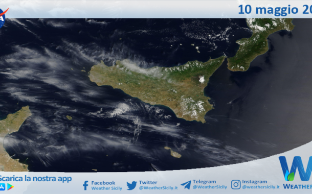 Meteo Sicilia: immagine satellitare Nasa di sabato 10 maggio 2025