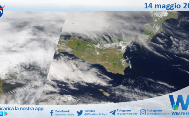 Meteo Sicilia: immagine satellitare Nasa di mercoledì 14 maggio 2025
