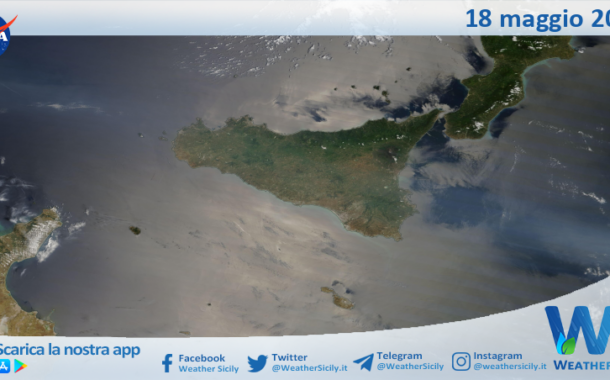Meteo Sicilia: immagine satellitare Nasa di domenica 18 maggio 2025