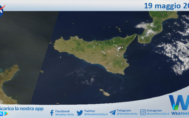 Meteo Sicilia: immagine satellitare Nasa di lunedì 19 maggio 2025
