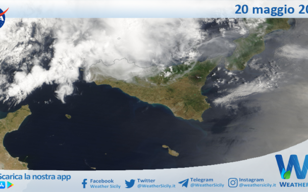 Meteo Sicilia: immagine satellitare Nasa di martedì 20 maggio 2025