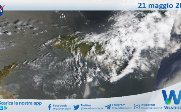 Meteo Sicilia: immagine satellitare Nasa di mercoledì 21 maggio 2025