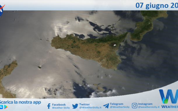 Meteo Sicilia: immagine satellitare Nasa di sabato 07 giugno 2025