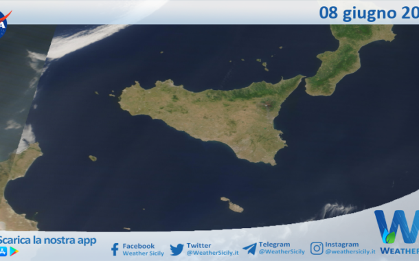 Meteo Sicilia: immagine satellitare Nasa di domenica 08 giugno 2025