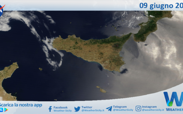 Meteo Sicilia: immagine satellitare Nasa di lunedì 09 giugno 2025