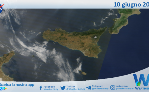Meteo Sicilia: immagine satellitare Nasa di martedì 10 giugno 2025