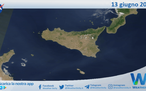 Meteo Sicilia: immagine satellitare Nasa di venerdì 13 giugno 2025