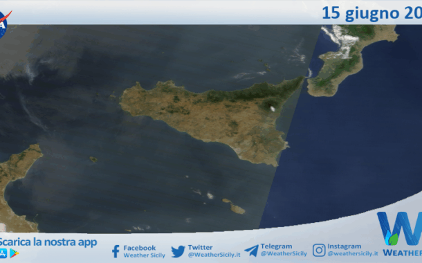 Meteo Sicilia: immagine satellitare Nasa di domenica 15 giugno 2025