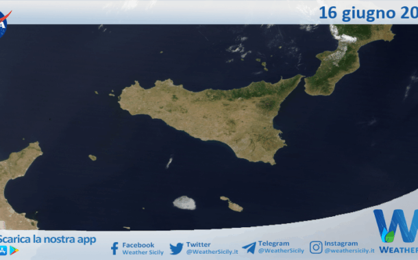Meteo Sicilia: immagine satellitare Nasa di lunedì 16 giugno 2025