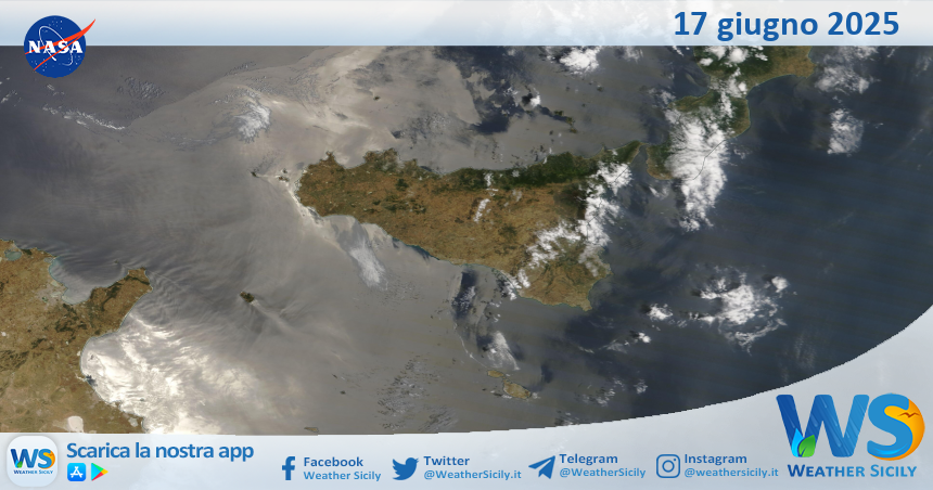 Meteo Sicilia: immagine satellitare Nasa di martedì 17 giugno 2025