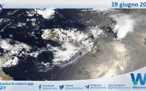 Meteo Sicilia: immagine satellitare Nasa di giovedì 19 giugno 2025
