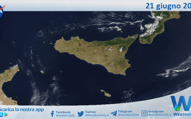 Meteo Sicilia: immagine satellitare Nasa di sabato 21 giugno 2025