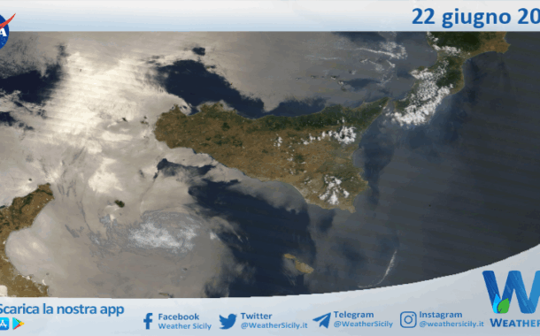 Meteo Sicilia: immagine satellitare Nasa di domenica 22 giugno 2025