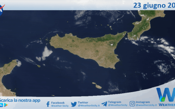 Meteo Sicilia: immagine satellitare Nasa di lunedì 23 giugno 2025