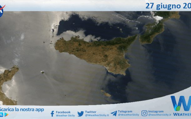 Meteo Sicilia: immagine satellitare Nasa di venerdì 27 giugno 2025