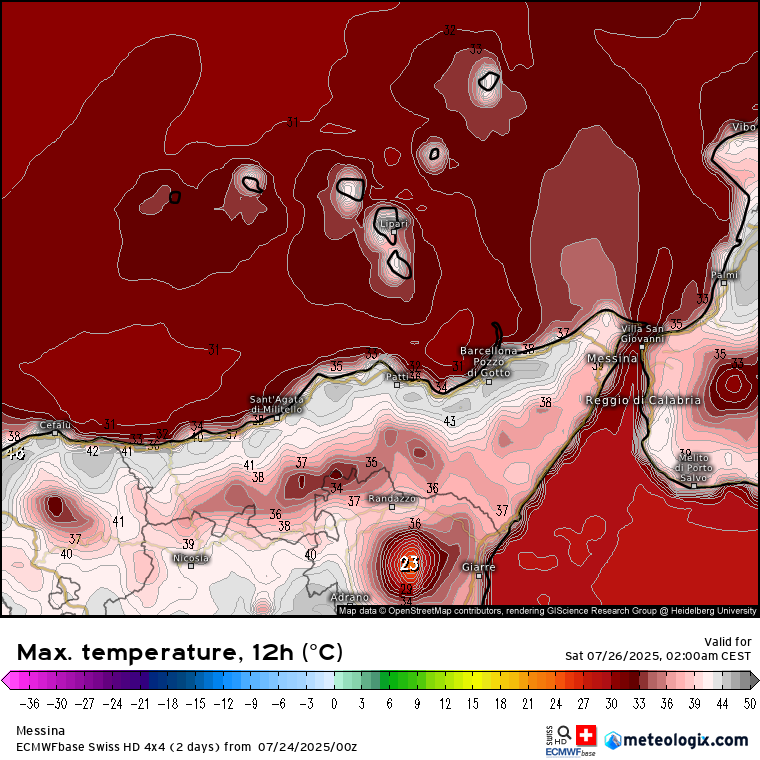 Meteo Messina e provincia: apice del caldo nelle prossime 36 ore con picchi fino a +42°/43°C sul settore tirrenico!