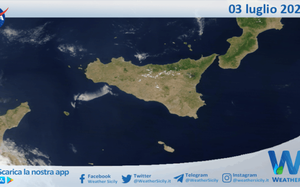 Meteo Sicilia: immagine satellitare Nasa di giovedì 03 luglio 2025