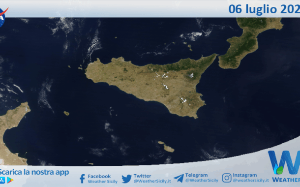 Meteo Sicilia: immagine satellitare Nasa di domenica 06 luglio 2025