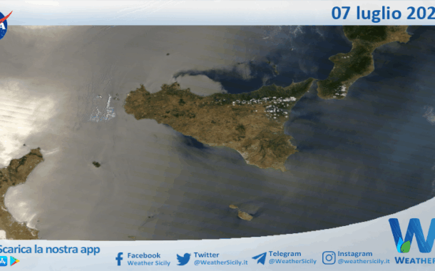 Meteo Sicilia: immagine satellitare Nasa di lunedì 07 luglio 2025