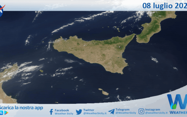 Meteo Sicilia: immagine satellitare Nasa di martedì 08 luglio 2025