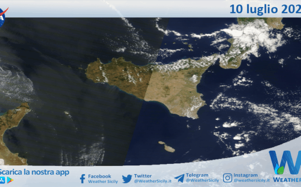 Meteo Sicilia: immagine satellitare Nasa di giovedì 10 luglio 2025