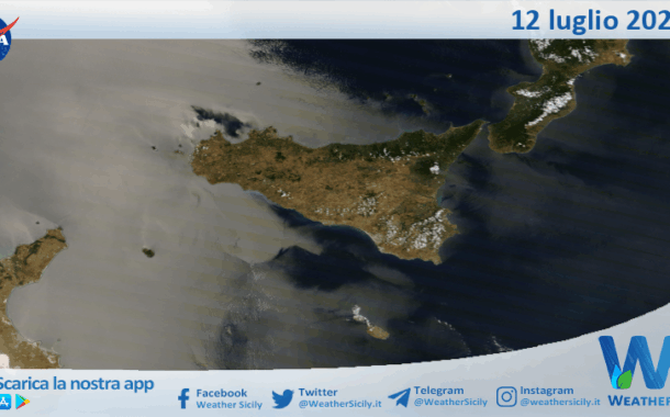 Meteo Sicilia: immagine satellitare Nasa di sabato 12 luglio 2025