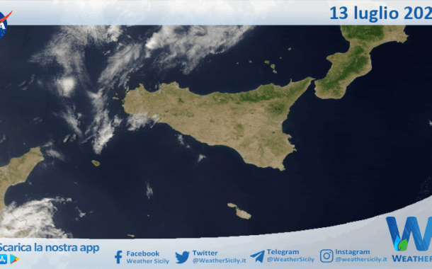 Meteo Sicilia: immagine satellitare Nasa di domenica 13 luglio 2025