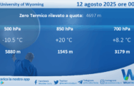 Meteo Sicilia: Radiosondaggio Trapani Birgi di martedì 12 agosto 2025 ore 00:00
