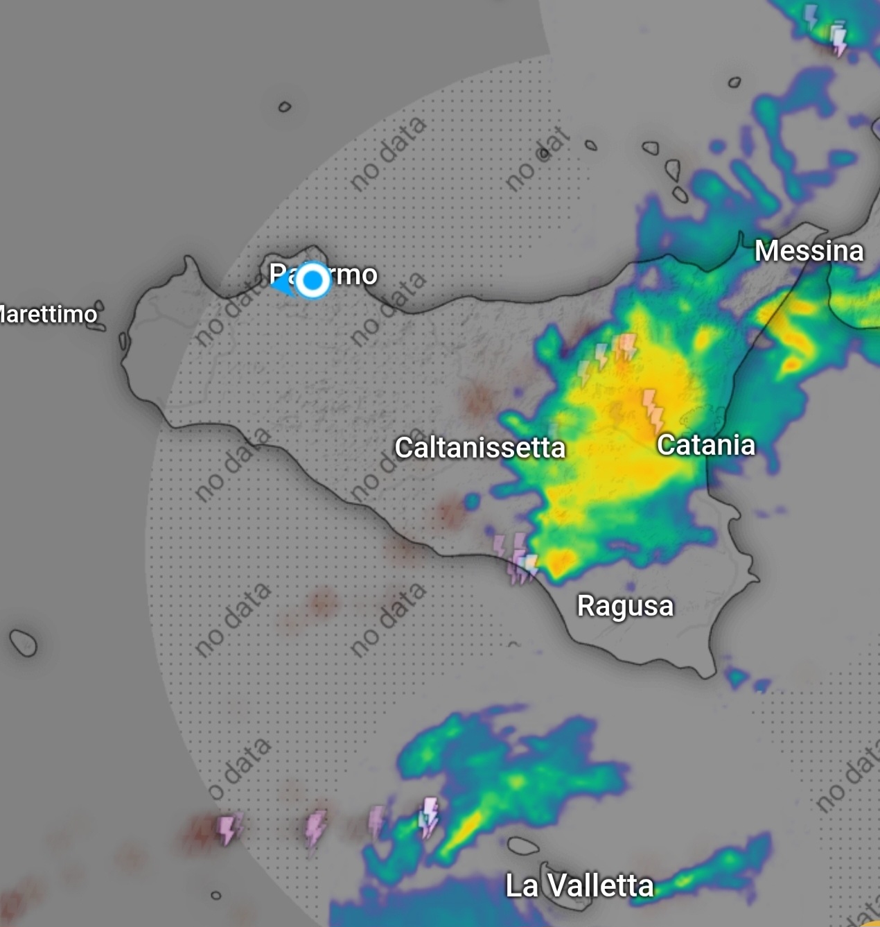 Meteo Sicilia: ancora rovesci e temporali nelle prossime ore. Possibili anche locali nubifragi