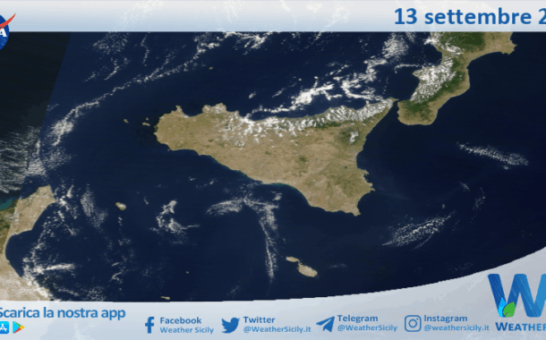 Meteo Sicilia: immagine satellitare Nasa di sabato 13 settembre 2025