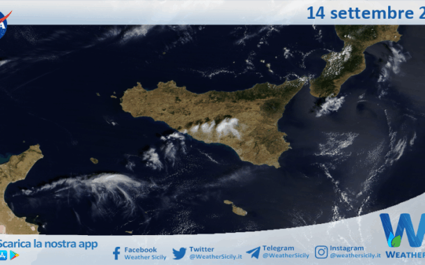 Meteo Sicilia: immagine satellitare Nasa di domenica 14 settembre 2025