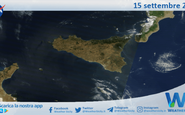 Meteo Sicilia: immagine satellitare Nasa di lunedì 15 settembre 2025