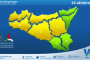 Meteo Sicilia: bollettino di allerta meteo per domani, martedì 14 ottobre 2025