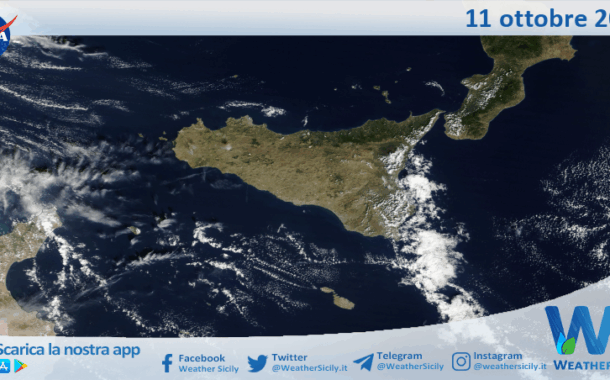 Meteo Sicilia: immagine satellitare Nasa di sabato 11 ottobre 2025