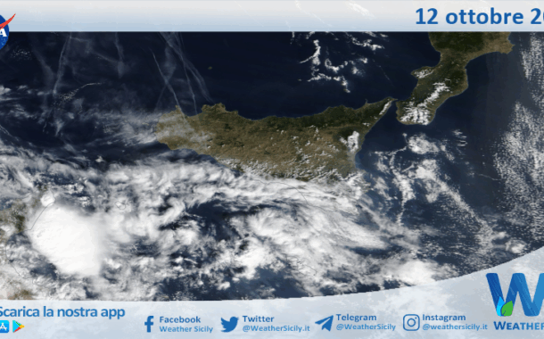 Meteo Sicilia: immagine satellitare Nasa di domenica 12 ottobre 2025