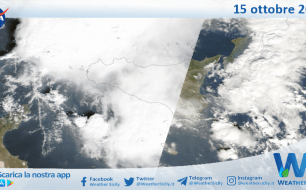 Meteo Sicilia: immagine satellitare Nasa di mercoledì 15 ottobre 2025