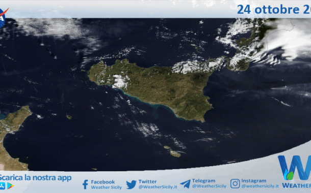 Meteo Sicilia: immagine satellitare Nasa di venerdì 24 ottobre 2025