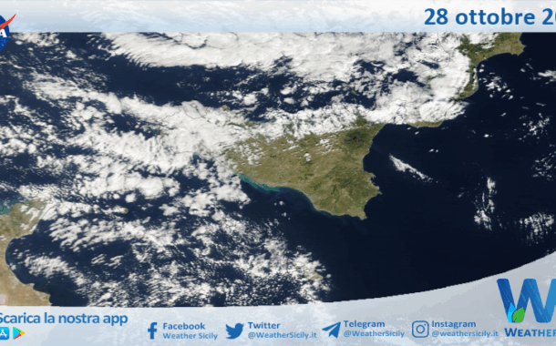 Meteo Sicilia: immagine satellitare Nasa di martedì 28 ottobre 2025