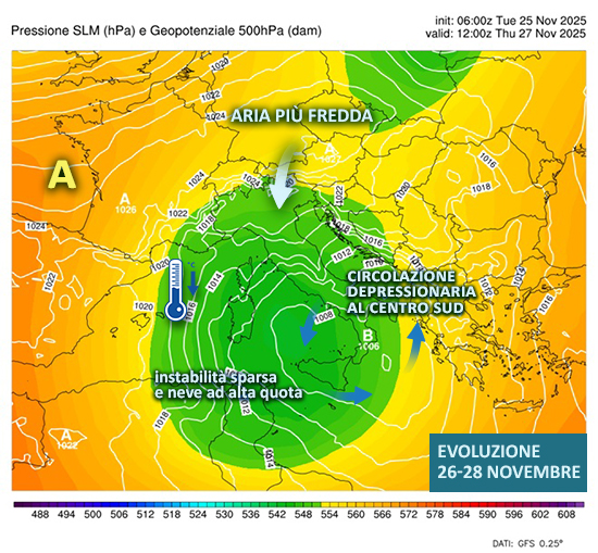 Sicilia: da metà settimana tempo instabile e calo termico, con possibili nevicate ad alta quota